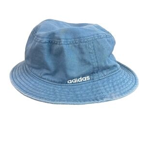 Adidas Aeroready Bucket Hat Cap Mens M / L‎ Blue Canvas Cotton Embroidered